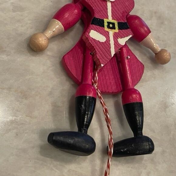 Handmade Austrian vintage wood Santa Claus puppet Christmas ornament - Picture 3 of 8